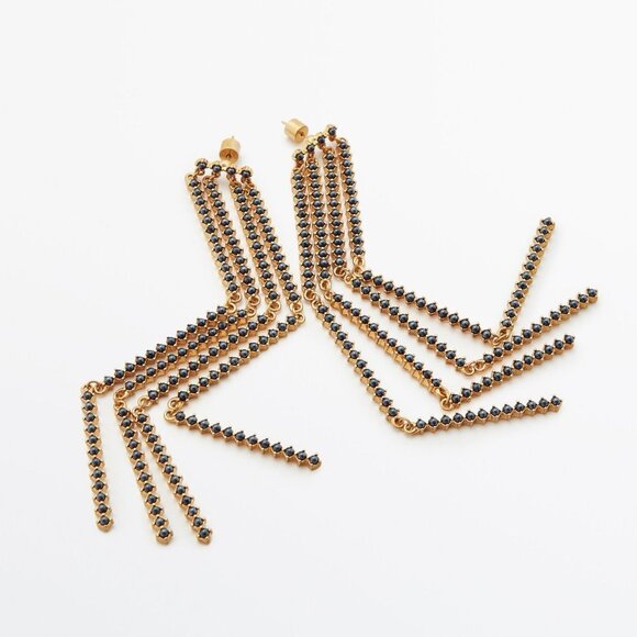 NEW Massimo Dutti Gold-plated long earrings - Picture 1 of 6